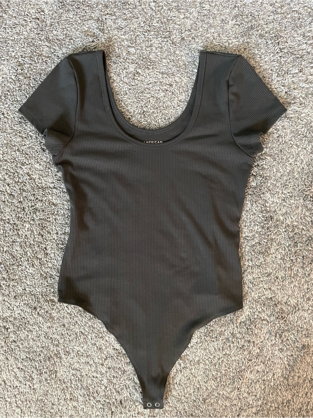 American Eagle Outfitters Black Ribbed Scoop Neck Bodysuit